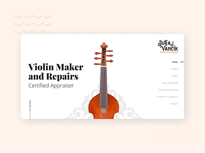Vancik Violin - website 1 brown clean design elegant hero luxury maker repair ui ux violin web webdesign website