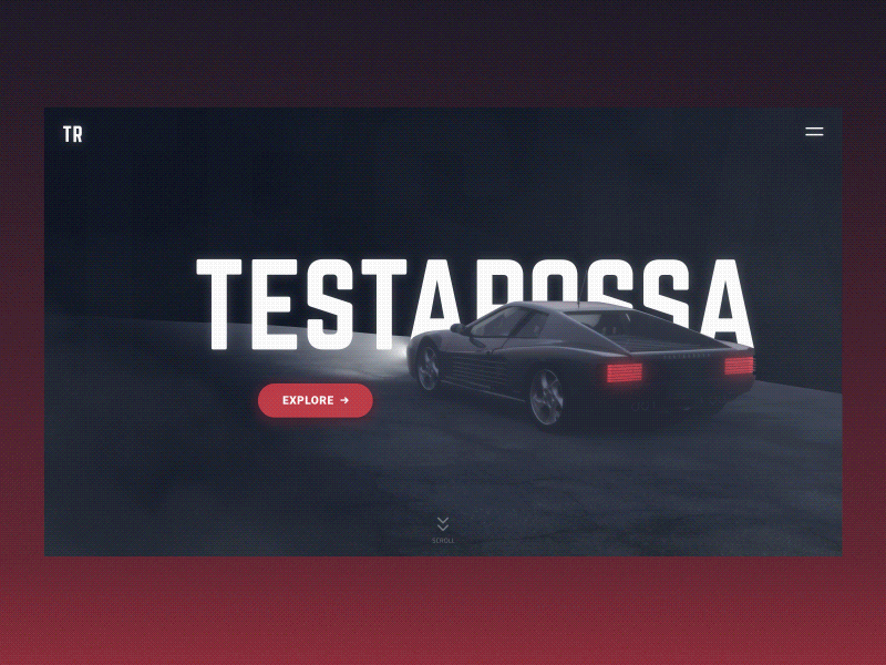 Testarossa - Hero Animation 90s animation car gif glitch hero retro testarossa ui ux web website