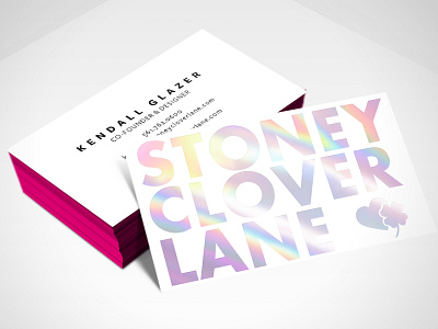 32pt Silk Laminate with Holographic Hot Foil business card design holographic foil print peppermint silk stoney clover lane