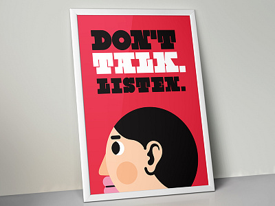 Don't Talk. Listen. Poster version 1 flat ui illustration listen motivational people poster print peppermint