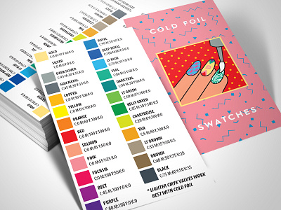 Cold Foil Swatch Card Design business cards cold foil emoji foil inline foil nails