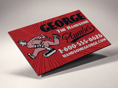 Magnetic Business Card business card magentic old school plumber retro vintage