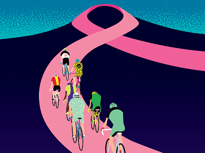 Race For The Cure bicycle bikes breast cancer cancer cycling flat illustration race wip