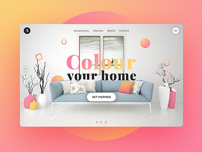 Colour your home accessories colours funky gradients hero interior landing shapes ui webdesign