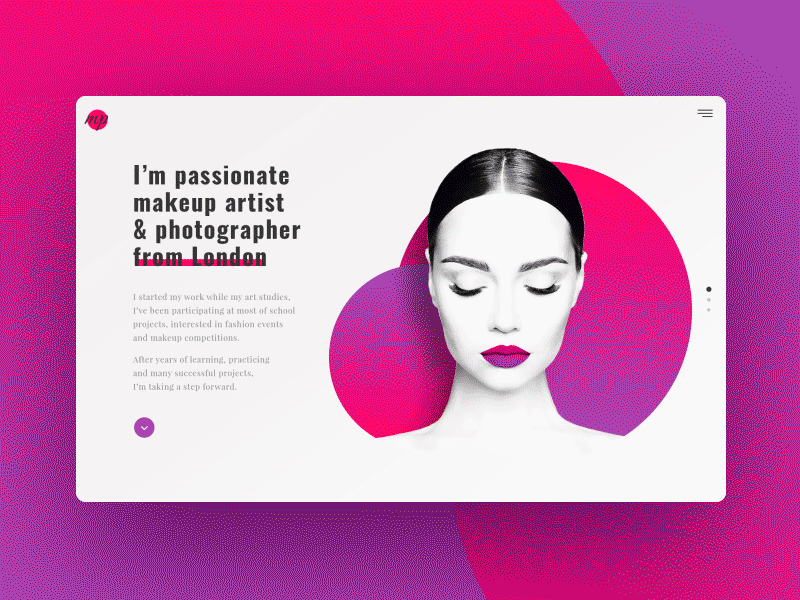 Makeup & photography animation circles colours gradients interactive landing makeup photography portfolio shapes web webdesign