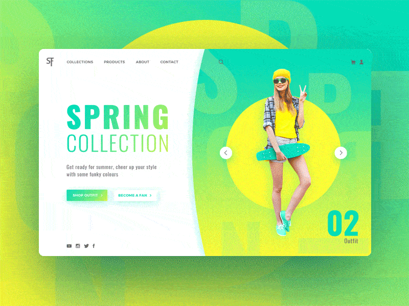 Spring collection animation ecommerce fashion funky gradients interactive landing shapes spring web webdesign