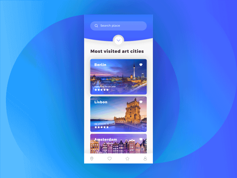 Art & design places animation application city colours gradients interactive mobile shapes travel