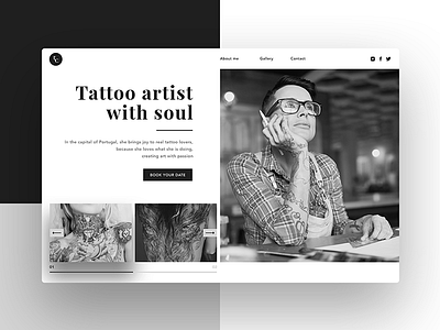 Tattoo artist blackandwhite interactive landing shapes tattoo web webdesign