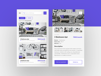 Student apartments for rent accommodation apartments app appdesign clean colours interactive purple rent shapes