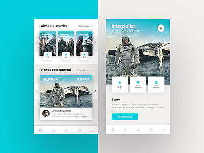 Movie addict app appdesign clean colours interactive minimal shapes turquoise