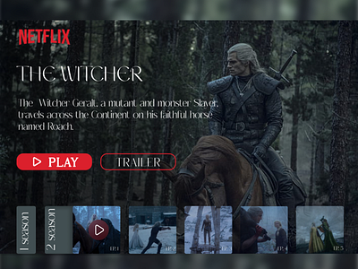 Website dedicated to watching the series "The Witcher" design figma netflix serials the witcher ui ux web