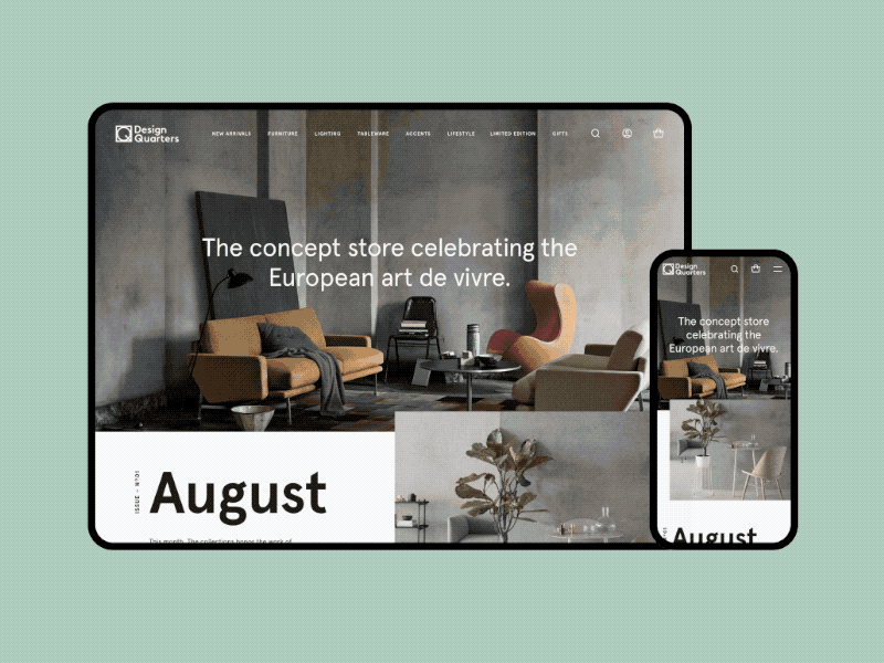 Homepage for a new furniture store ecommence responsive ui