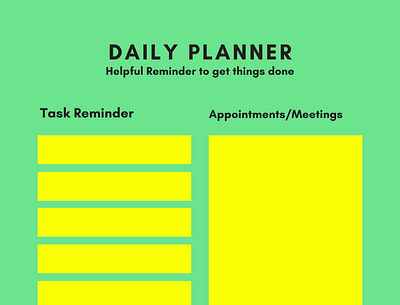 Green and yellow Daily Planner branding daily graphic design green illustration organizing planner template yellow