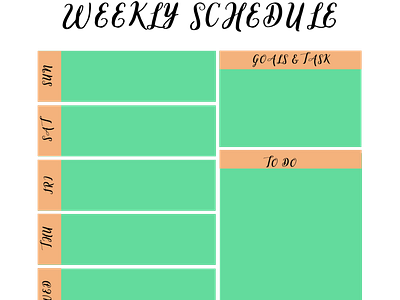 Teal and orange weekly schedule