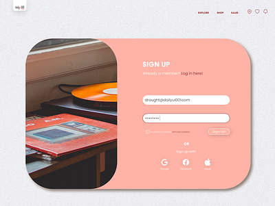 Sign up - DailyUI#001 e commerce signup ui