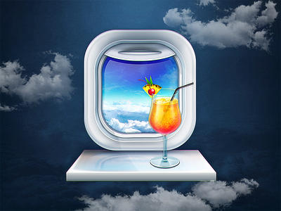 Airplane Icon airplane app clouds cocktail icon interface ios iphone plane travel ui window