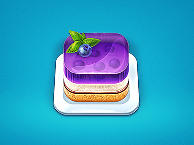 Blueberry Jelly Cake app appstore blueberry cake food fruit icon icons illustration ios jelly plate