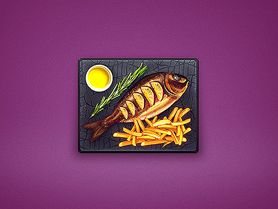 Fish and Chips app chips design eat fish food grill icon ios plate seafood slate