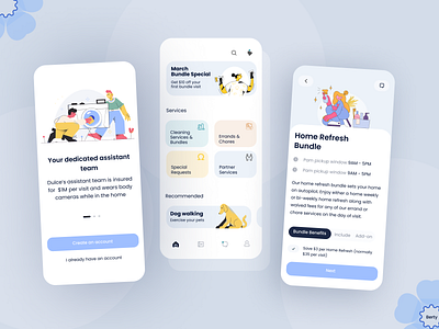 Home Services/ Cleaning Application - Ui design concept. app assist me application branding caregiver app cleaning app design display graphic design home services icon illustration mobile mobile design mockups research ui ui design uiux ux ux design