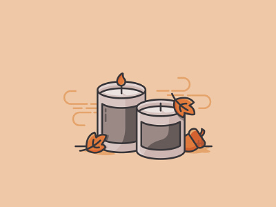 Fall Candles acorn autumn candles fall icon iconography illustration leaves lineart monoline vector