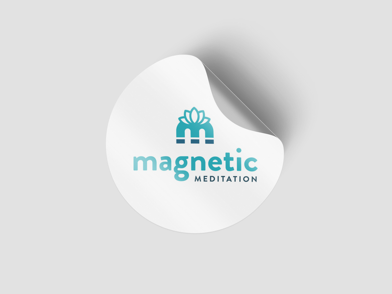 Magnetic Meditation Logo brand branding branding design flat logo lotus lotus flower magnet magnetic meditation vector youtube