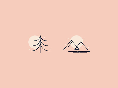 Winter Scene | Day 2 abstract day and night december icon design iconography minimalist minimalistic monoline mountain nature nature icons nature y shapes simple tree winter icons winter scene