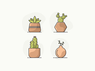 Succulents cactus color cute grow iconography icons illustration minimal monoline plants succulent