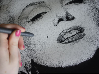 Marilyn Monroe - Stippled Portrait dots drawing hand drawn illustration ink marilyn monroe stippling studio art