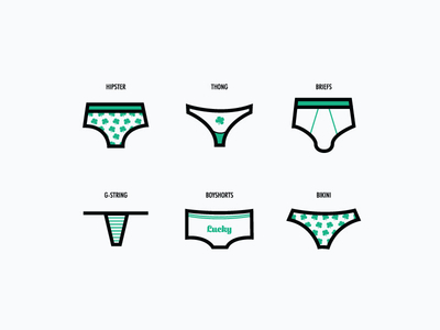 Irish Underwear icon set icons irish lingerie lucky panties st patricks day underwear