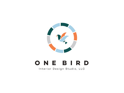 Logo Option 1 - One Bird Interior Design Studio, LLC bird branding bricks ceramic interior design logo logo option variation