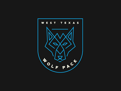 West Texas Wolfpack Logo abstract badge blue branding design dog icon icon design iconography identity illustration line logo logodesign minimal modern monoline shapes wolf wolf logo