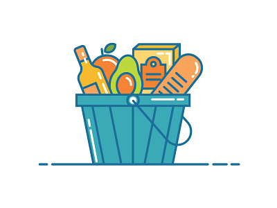 Grocery Day - 06/30 2d avocado basket bread cereal color cute design flat food groceries grocery day grocery shopping healthy icon illustration minimal simple vector wine