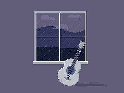 Acoustic Weather - 09/30 2d acoustic ark design guitar icon illustration minimal music rain rainy day relax vector weather