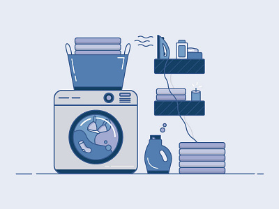 Laundry Day - 18/30 2d chores clean clothes daily flat flatdesign fresh home iconography icons illustration laundry purple washing machine