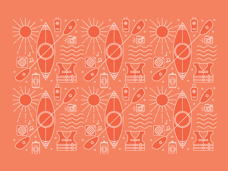 Kayaking Essentials - 20/30 creative flat minimal 2d sun boat summer orange pattern illustration icons iconography icon design icon pattern adventure kayaking