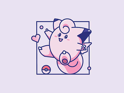 Clefairy - 22/30 2d clefairy cute design fan art icon design illustration minimal pink pokemon