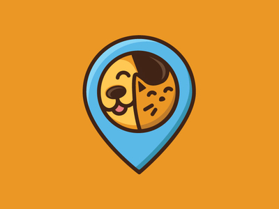 Pet Travel Logo 2d animal branding cartoon design dog flat icons illustraion location location app logo logo design minimal pet services pet travel pets travel trips vector