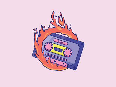 Inktober Day 1 | Ring of Fire cassette tape daily daily 100 challenge design fire fire mixtape flat illustration inktober inktober2019 mixtape ring ring of fire vectober vector