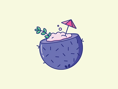 Inktober Day 6 | Husky 2d beach coconut coconut husk color cute drink huskies husky icon iconography inktober pina colada umbrella vacation vectober vector vector illustration