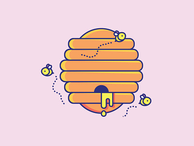 Inktober Day 16 | Wild 2d artwork bee hive bees bumble bees buzz creative cute honey bees icon icon design icon designs iconography illustration inktober vectober wild bees