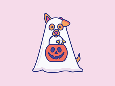 Inktober Day 22 | Ghost cute daily dog ghost halloween icon illustration inktober puppy trick or treat vectober