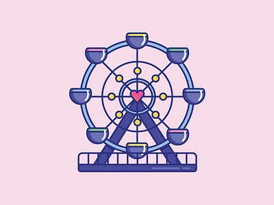 Inktober Day 24 | Dizzy amusement park color cute design dizzy ferris wheel icon inktober spin vectober