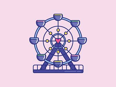 Inktober Day 24 | Dizzy amusement park color cute design dizzy ferris wheel icon inktober spin vectober