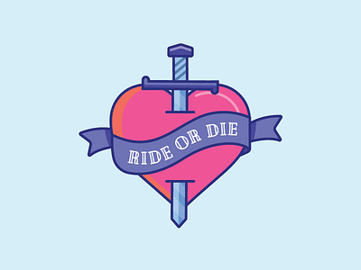 Inktober Day 28 | Ride 2d color cute digitober heart icon icon design illustration inktober ride ride or die sword tattoo vectober