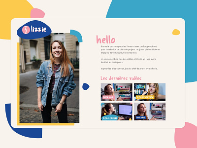 Lizzie Homepage Website art direction blue branding branding design colors design identity landing page pink typography web webdesign website yellow