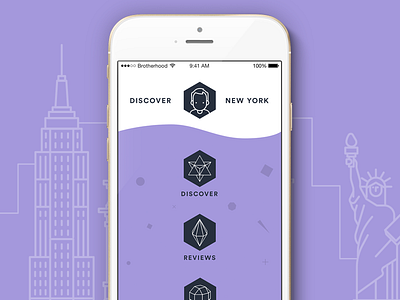 Discover NY design ios iphone mikleo purple social ui ux