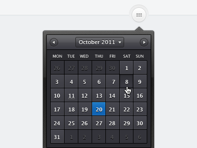 Calendar calendar dark drop down overlay ui