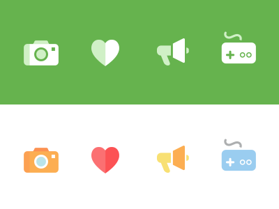 Iconex cartoon colours flat fun glyph green icons shades web
