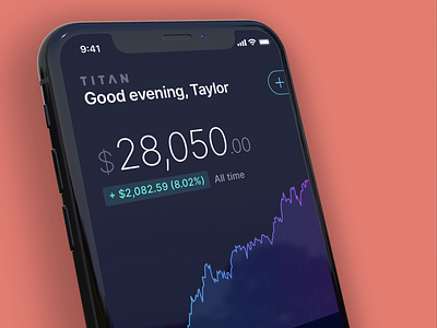 Titan app 3d animation app business fff financial fintech fortnight graphs hire ios iphone mobile new york phone trading ui ux