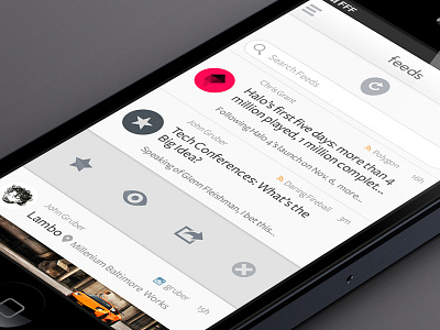 Feeds accounts clean experiment feeds ios rss simple slider twitter ui ux